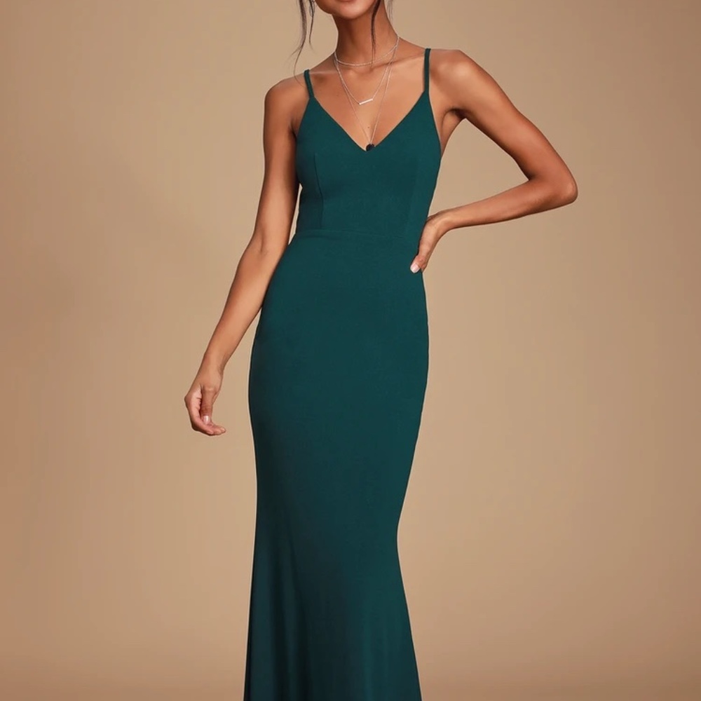 Lulus Forest Green Backless Mermaid Dress